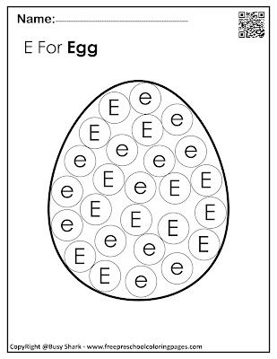 Letter E dot markers free preschool coloring pages ,learn alphabet ABC for toddlers