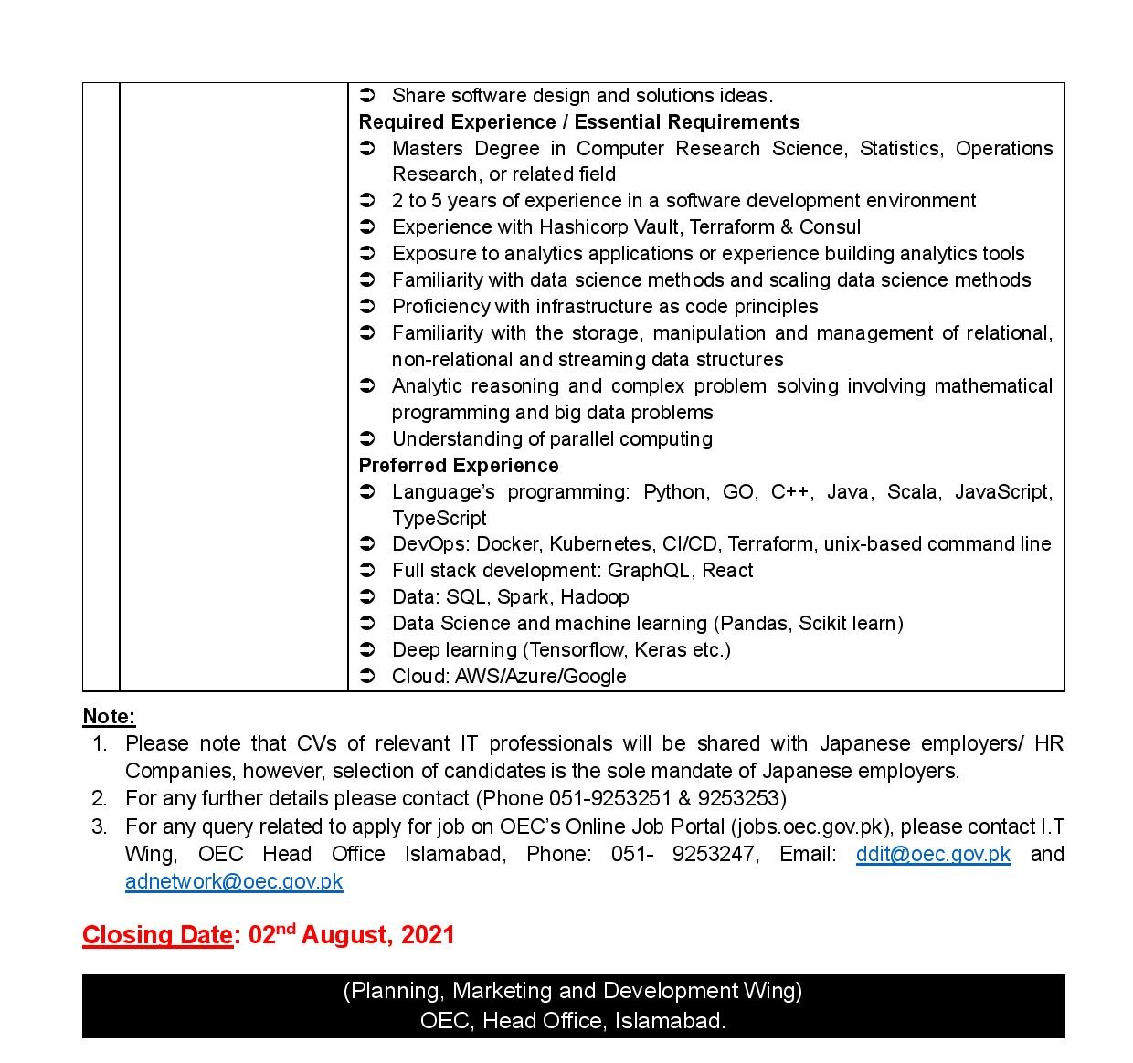 Japan Work Visa for Pakistani 2021 - Overseas Employment Corporation - Jobs in Japan - Japan Passport Visa Free Countries - Japan Work Permit Japan Work Visa for Pakistani 2021