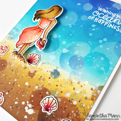 Oceans of Happiness Card by Samantha Mann for Newton's Nook Designs, Distress Inks, Ink Blending, handmade cards, Card Making, beach, #newtonsnook #newtonsnookdesigns #distressinks #inkblending #cardmaking #handmadecards
