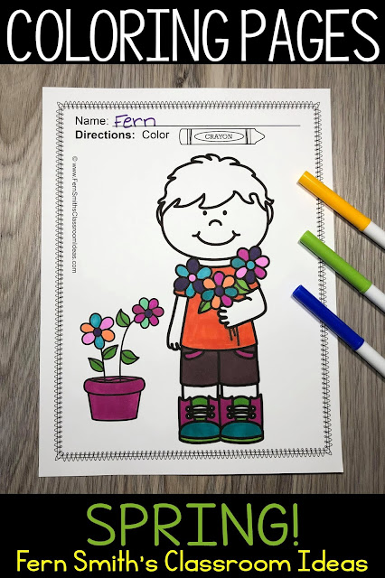 Four Pack Bundle of Fun Spring Coloring Book Pages #FernSmithsClassroomIdeas