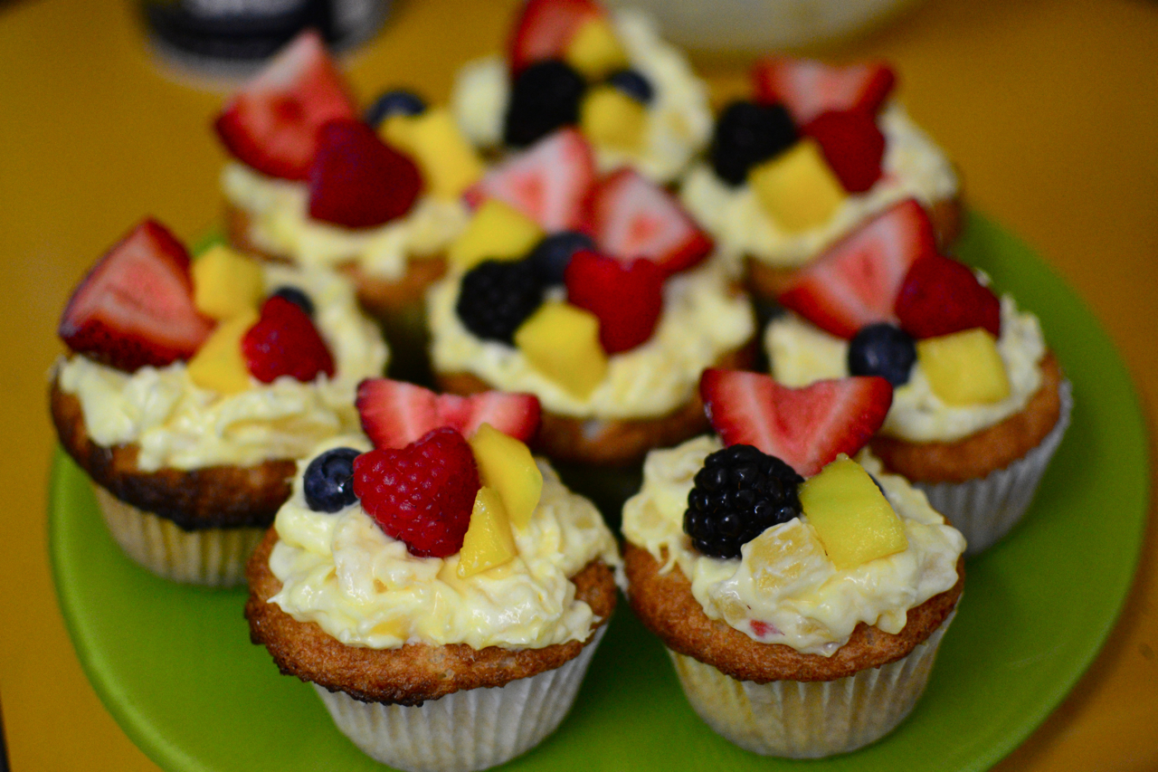 Truffles and Threads: Fruit-Topped Angel Food Cupcakes