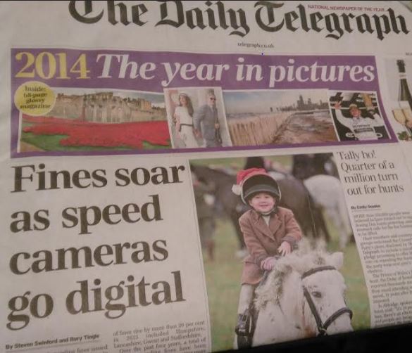 Telegraph front page: Speeding fines