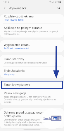 Wyświetlacz w ustawieniach