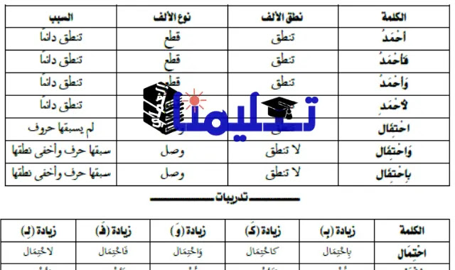 بهمزه الكلمه من تبدا التي الاتيه قطع الكلمات حل سؤال