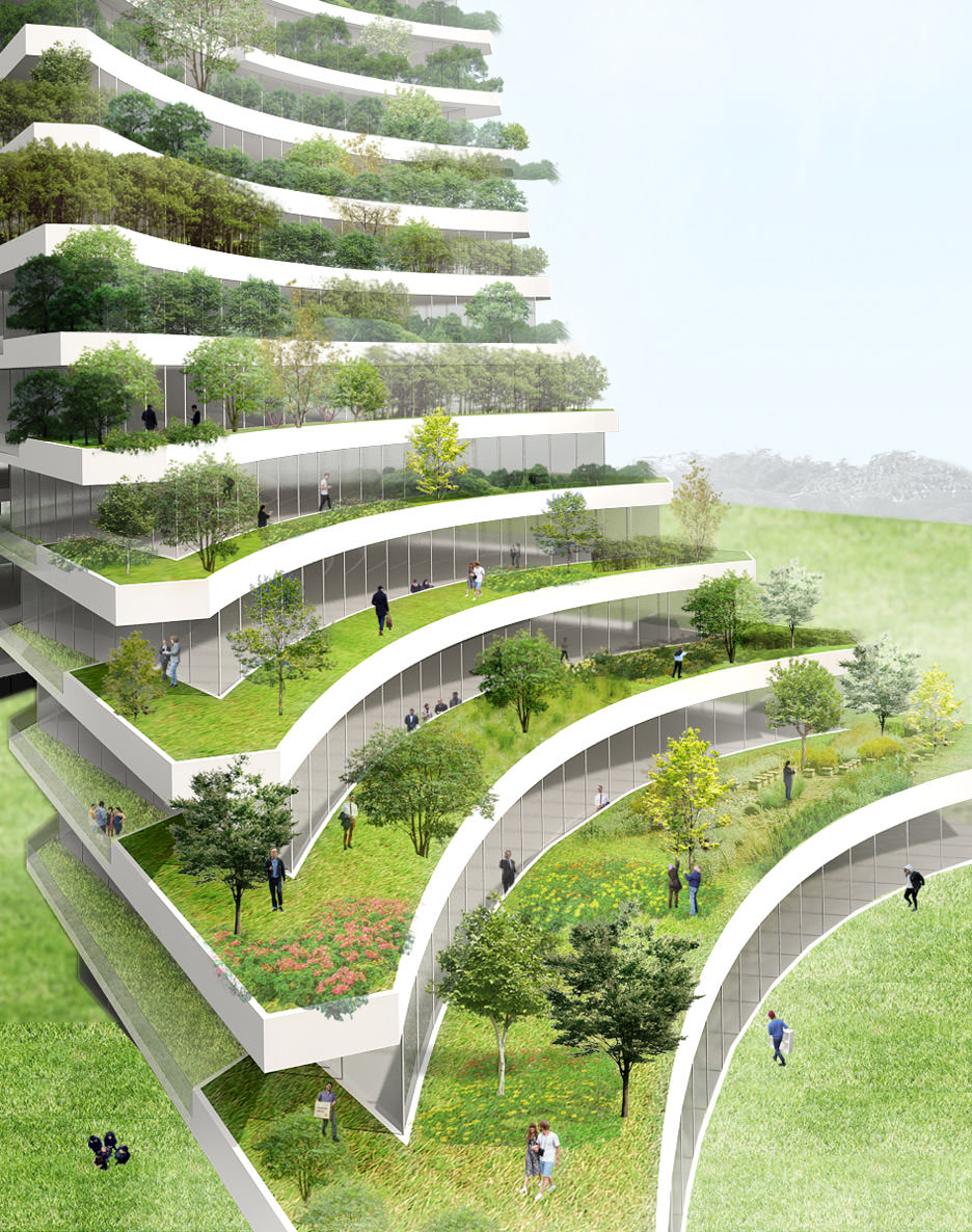 Green City Hall: un edificio escalonado repleto de vegetación - EcoSiglos