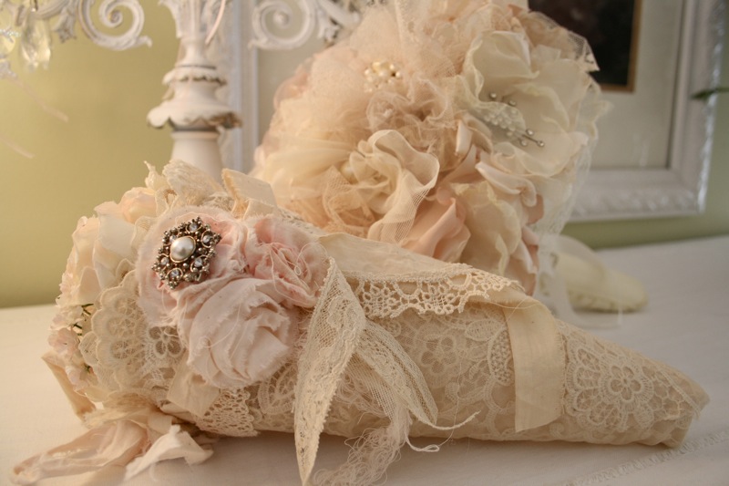The Polka Dot Closet: Fabric Flower Bridal Bouquet