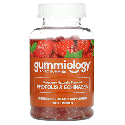 Gummiology, прополис с эхинацеей для взрослых в жевательных таблетках, с натуральным вкусом малины, 100 вегетарианских жевательных таблеток