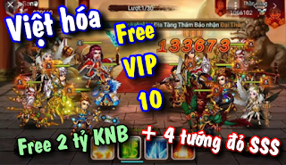 Tải game Soái Ca Tam Quốc Việt hóa Free VIP 10 + 2 tỷ KNB + 4 thần tướng đỏ SSS | App tải game Trung Quốc hay