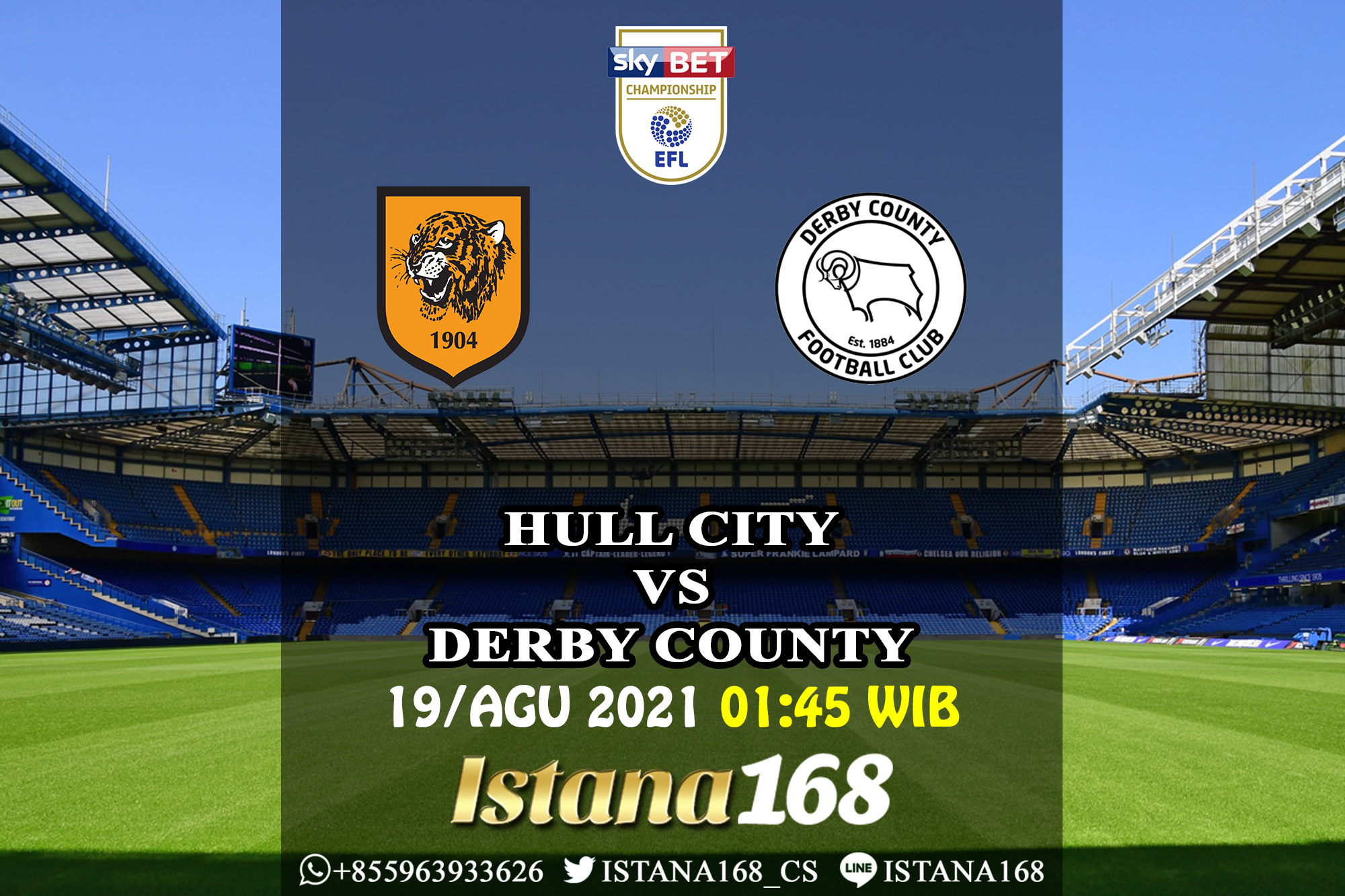 Prediksi Bola Akurat Istana168 Hull City vs Derby County 19 Agustus 2021