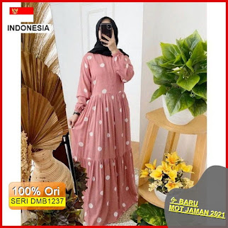 DMB1237 DRESS WANITA 1KG MUAT 4PCS GEISHA HOMEY DRESS POLKA RAYON GUARDIAN VISCOSE PREMIUM HITS SELEBGRAM FASHION BARU 2021