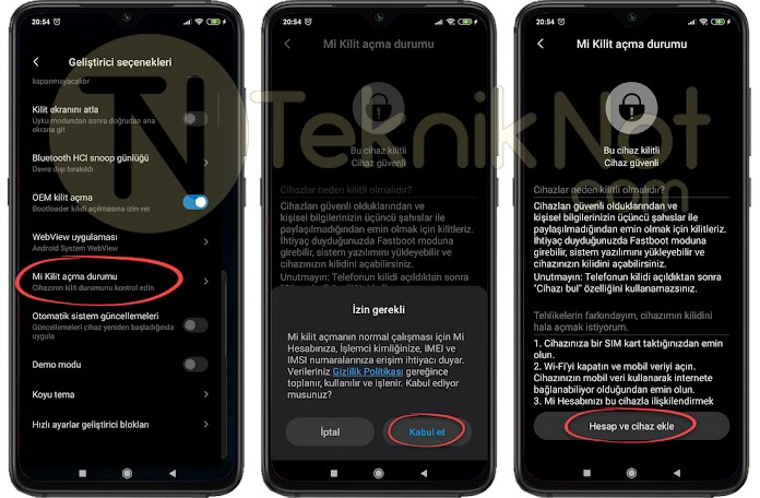 Xiaomi Mi Hesabı Ekleme