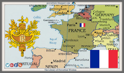 French flag on the map of France