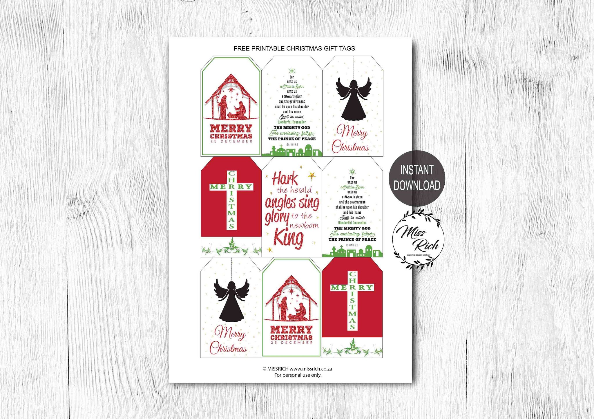 FREE CHRISTMAS GIFT TAG PRINTABLE Miss Rich