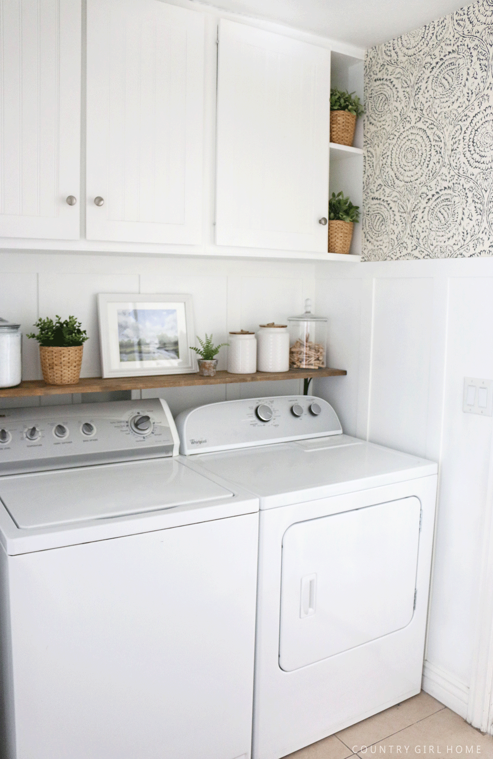 Laundry Room Makeover with Wallpaper  Before  After  Gathered in the  Kitchen