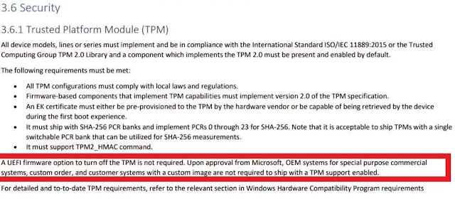 لن يكون TPM إلزاميًا على الأجهزة "المخصصة" لتثبيت Windows 11 لن يكون TPM إلزاميًا على الأجهزة "المخصصة" لتثبيت Windows 11