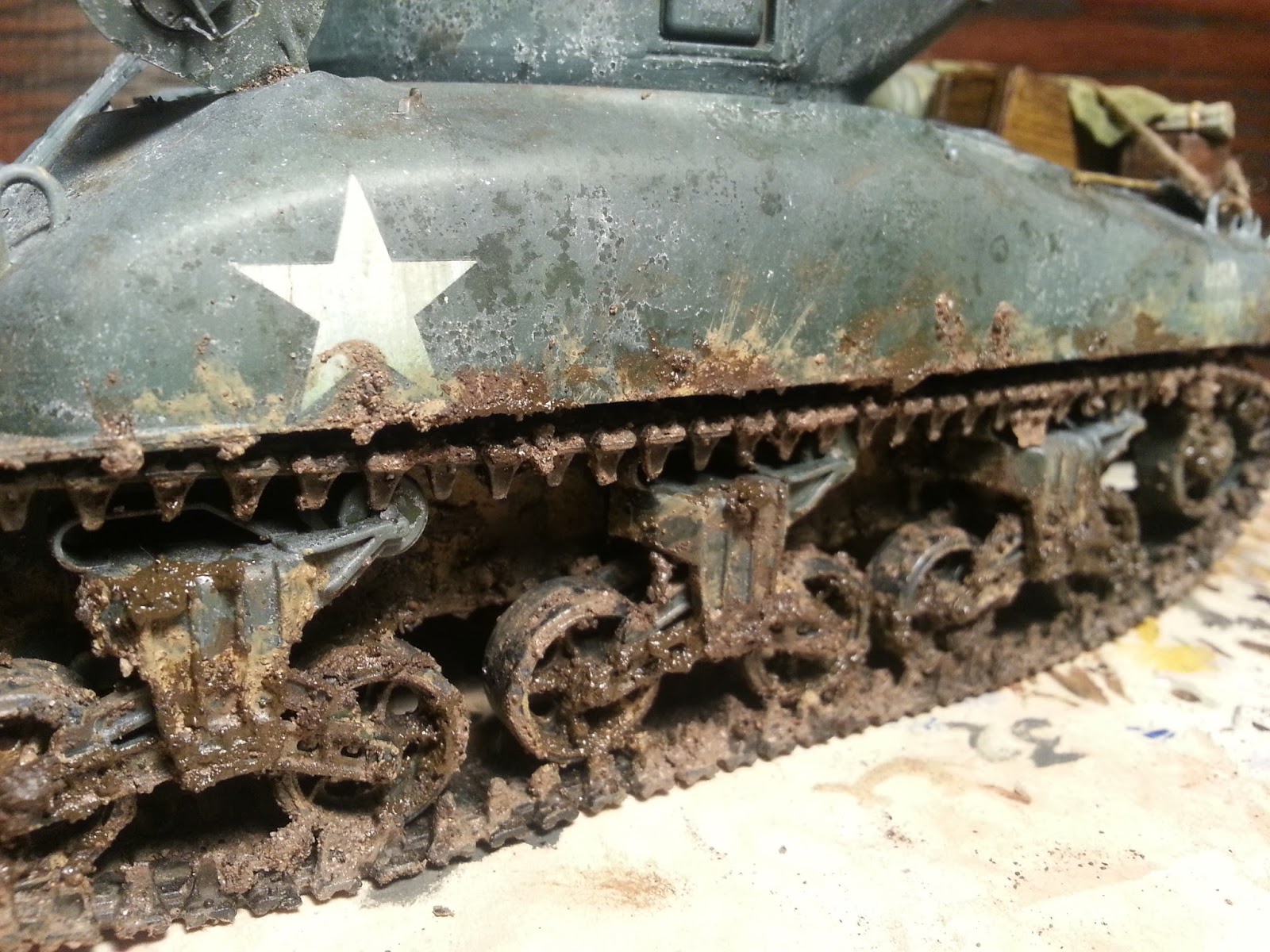 Dave's Model Adding mud to the Sherman tank