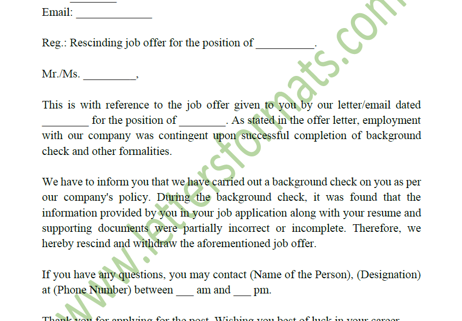 Recommendation Info About Rescinded Job Offer Letter Sample Profile 