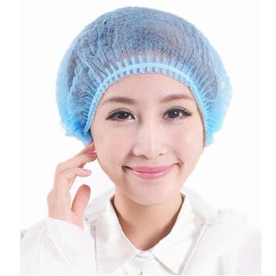 mũ trùm đầu y tế chất lượng màu xanh