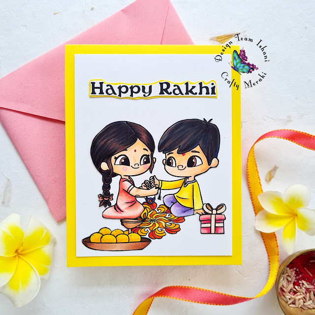 Happy Rakhi crafty Meraki stamp set, rakhi card, cute card, Rakshabandhan card, Quillish