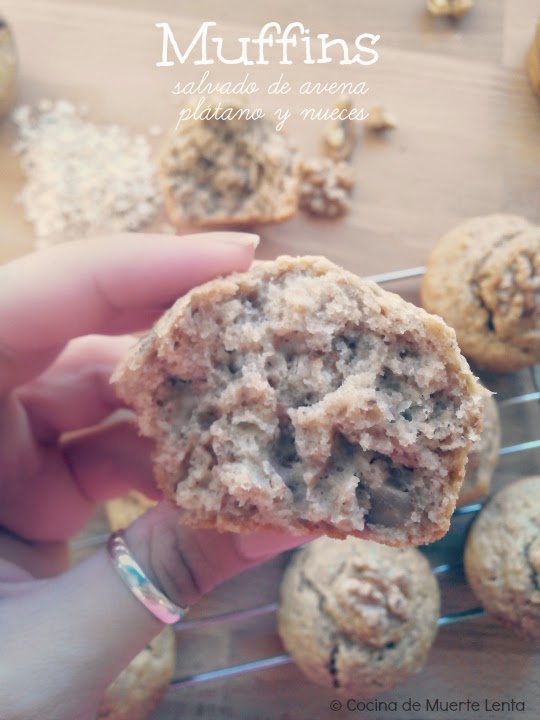 Muffins de Salvado de Avena, Plátano y Nueces Cocina de Muerte Lenta