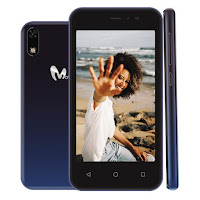 mobicel rio ss in blue colour showing front and back of the phone