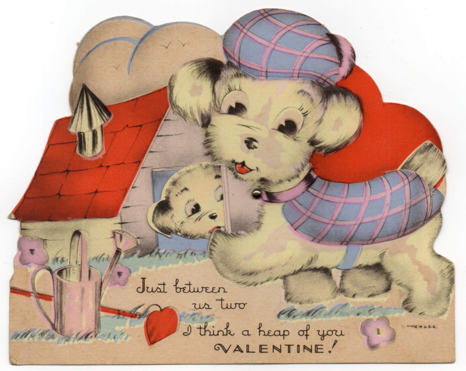 Elephant Golfing Antique Mechanical Diecut Valentines Card