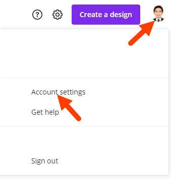 Canva Account Settings