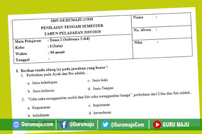 Soal Uts Pts Kelas 1 Semester 1 K13 Revisi Tahun 2019 Guru Maju