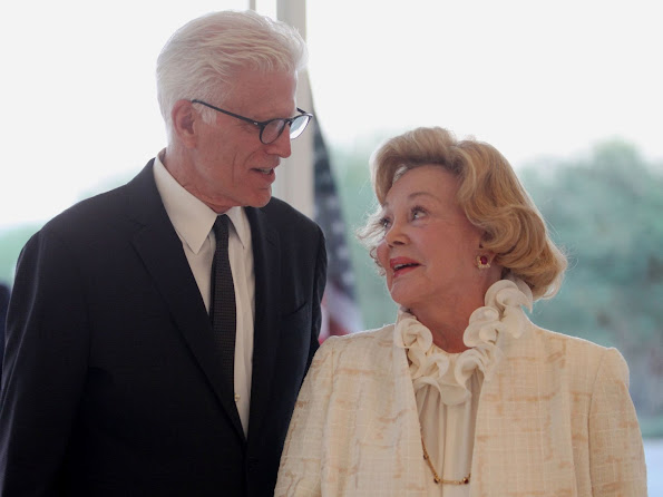 Actor Ted Danson talks to Barbara Sinatra before the start of the Prince Albert II of Monaco Foundation Awards held at Sunnylands on Sunday