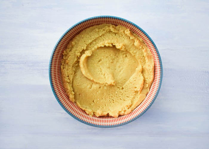 smooth peanut butter in a bowl