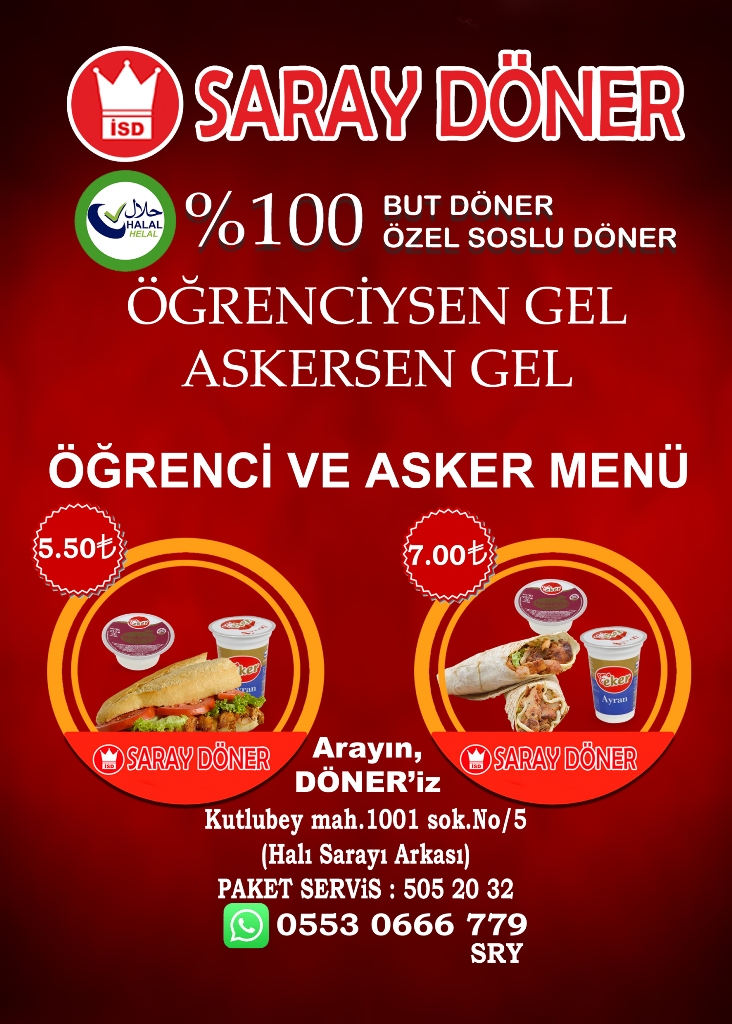 SARAY DÖNER ISPARTA MENÜ FİYAT LİSTESİ Ne Kadara Yenir?
