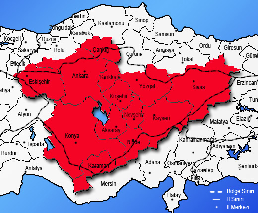 Ic Anadolu Bolgesi Haritasi Boyama