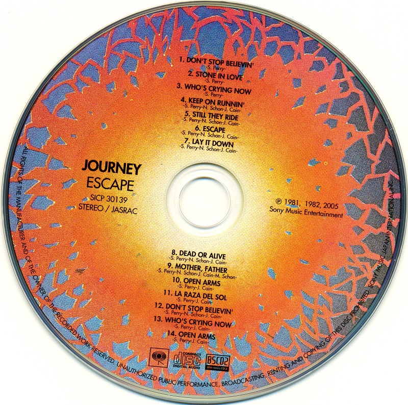 Live journey. Journey Escape 1981. Journey обложки альбомов Escape. Journey Escape 1981 обложка. Диски Journey.
