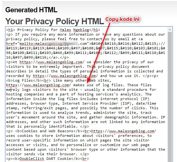 Cara Pasang Privacy Policy di Blog 