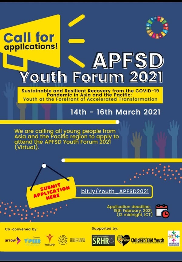 Young people from Asia and the Pacific region apply to attend the APFSD Youth Forum 2021