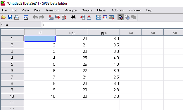 data entry in spss