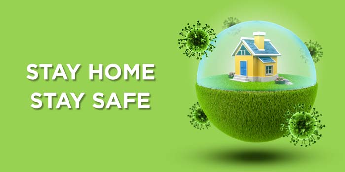 House Globe With Barrier Prevent Coronavirus Covid-19 Green Banner House Globe With Barrier Prevent Coronavirus Covid-19 Green Banner