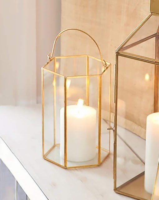 hexagon brass lantern with handle