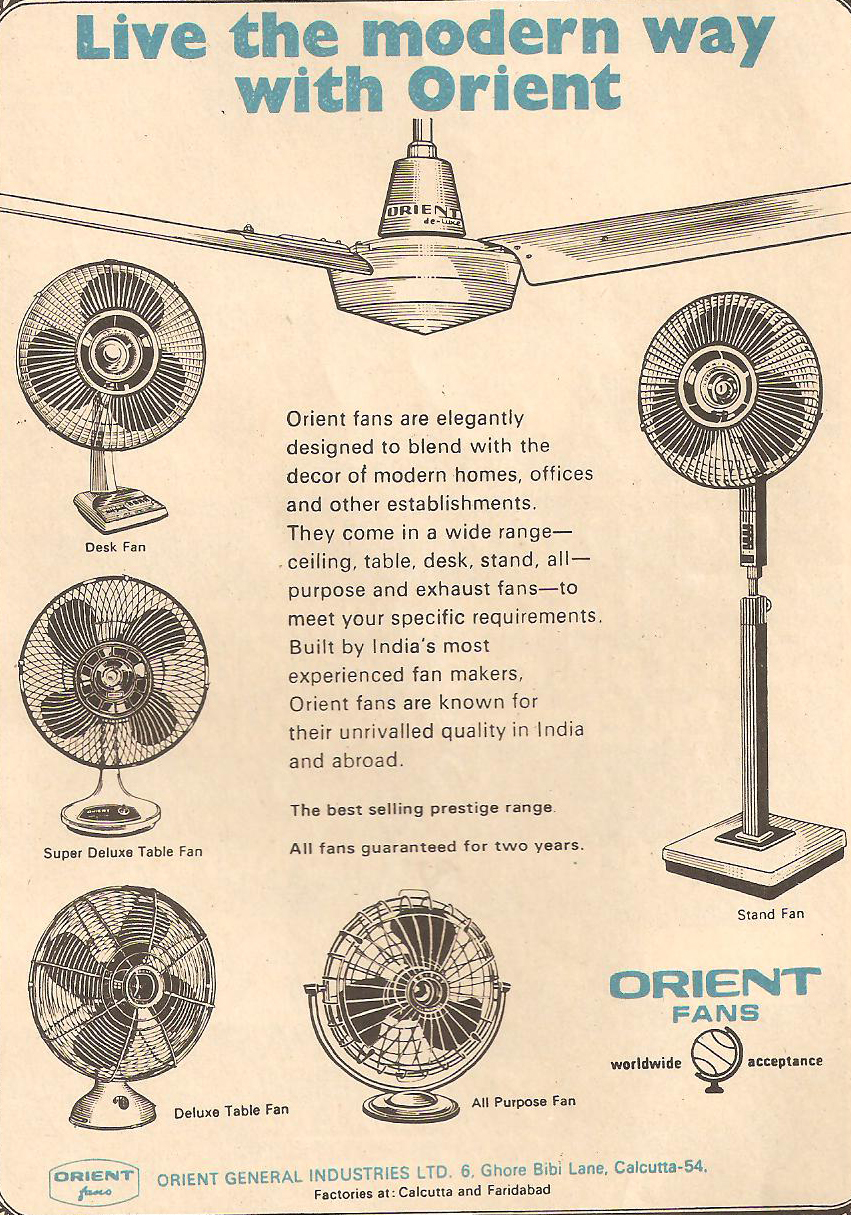 ORIENT FANS Vintage Advertisement Classic Indian Advertisements