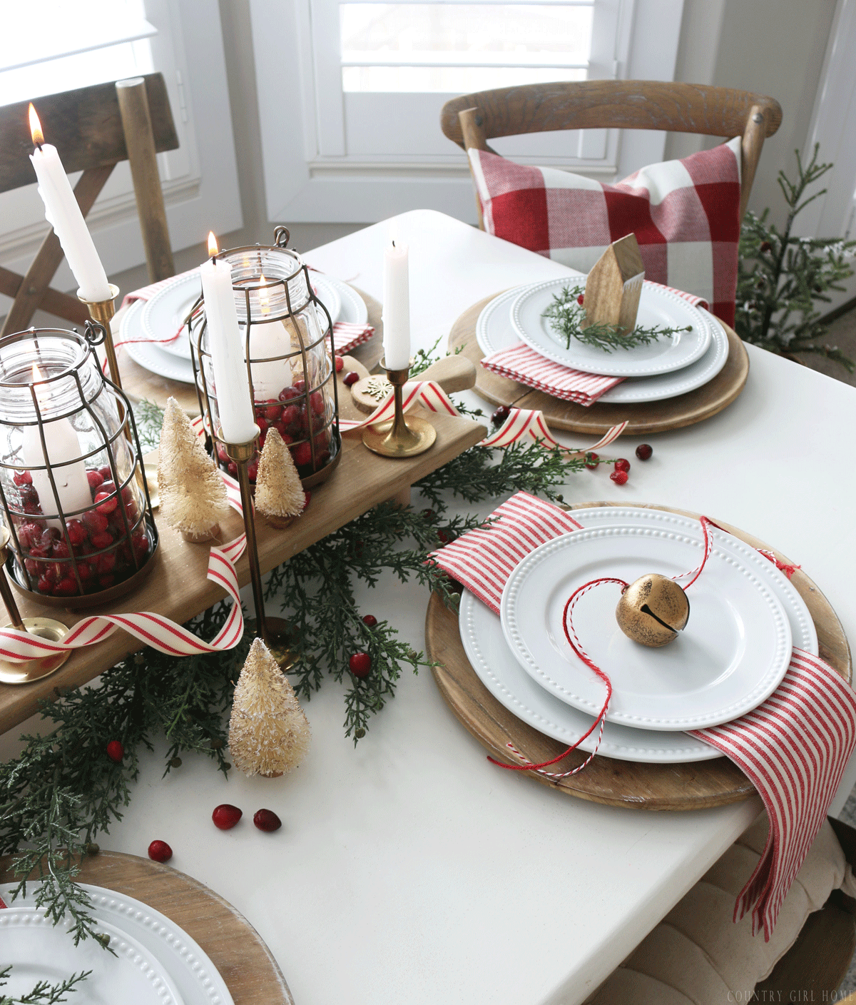 COUNTRY GIRL HOME : CRANBERRY AND CANDLE TABLESCAPE