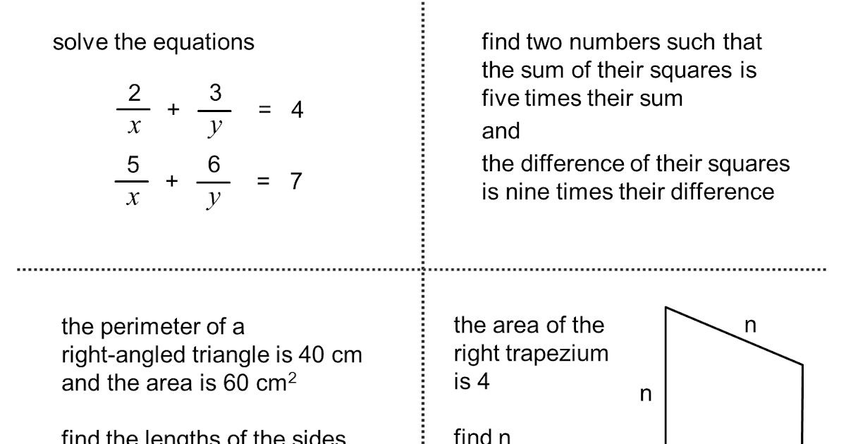 MEDIAN Don Steward mathematics teaching: algebra exercises from 1936