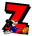 Alfabeto de Mickey y sus amigos con letras rojas Z.