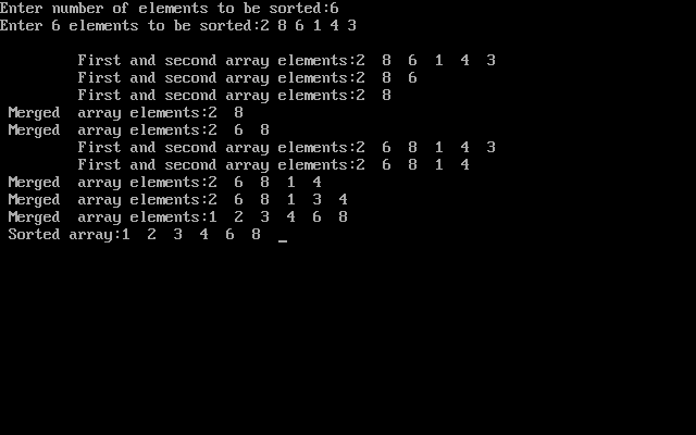 Data Structure: Program to illustrate Merge sort in c++