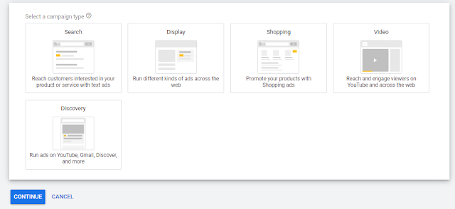 select campaign type Google ads