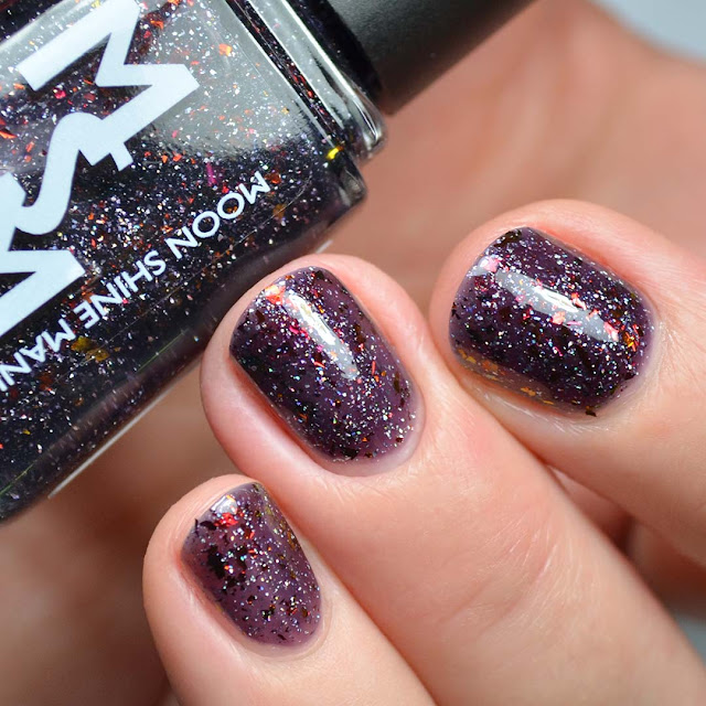 blackberry jelly nail polish with flakies swatch