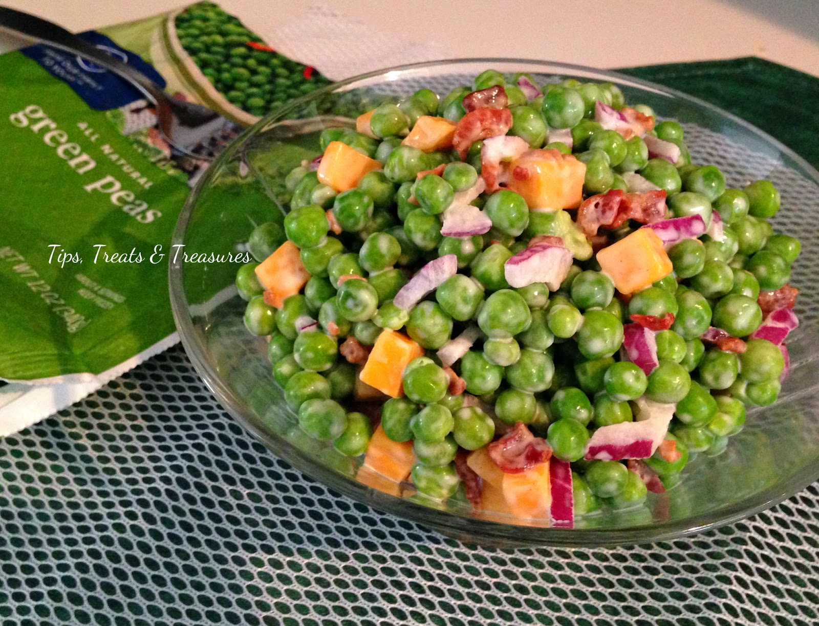 Tips, Treats & Treasures: Pea Salad - cool, creamy, and delicious