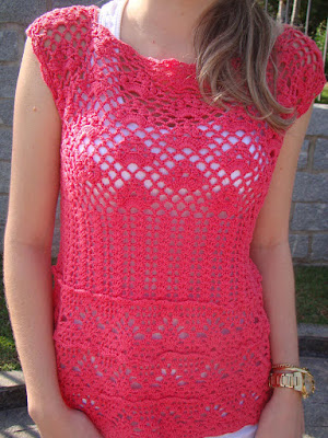 Free crochet patterns and video tutorials: Lovely pink lace summer top ...