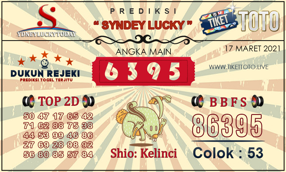 Prediksi Togel SYDNEY LUCKY TIKETTOTO 17 MARET 2021