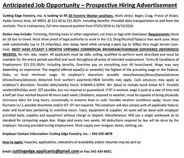 [Job Posting] Cutting Edge Forestry P.O.W. Report