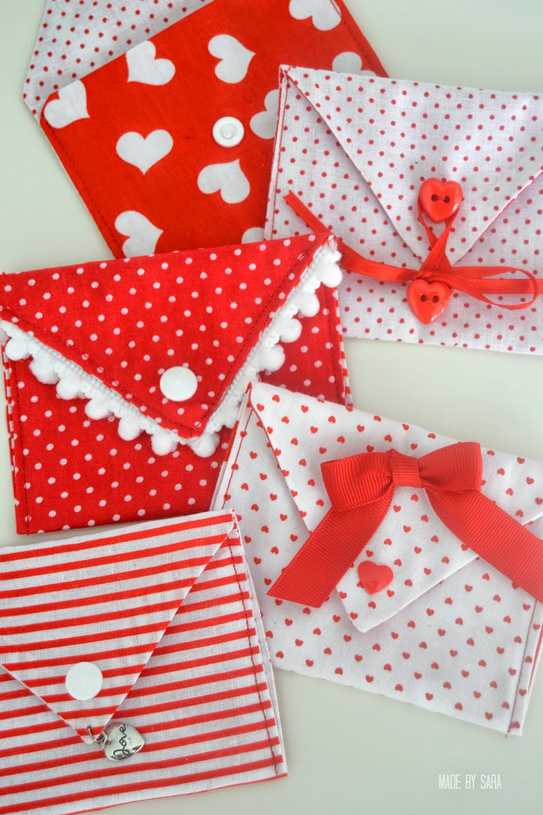 Valentines Fabric Envelopes a Tutorial! Made by Sara
